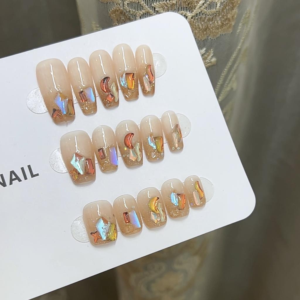 Pure Hand-made Phototherapy Wearable Nail Tablets Maillard Drill Wearable Nail Finished Product Reusable Nail Art