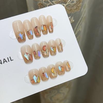 Pure Hand-made Phototherapy Wearable Nail Tablets Maillard Drill Wearable Nail Finished Product Reusable Nail Art