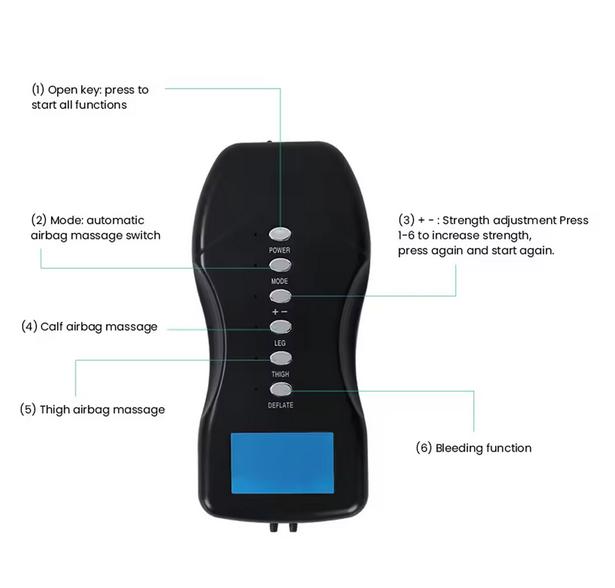Pressotherapy Leg Massager 2000mAh - Portable Air Compression Massage for Calves & Thighs - Muscle Recovery & Pain Relief