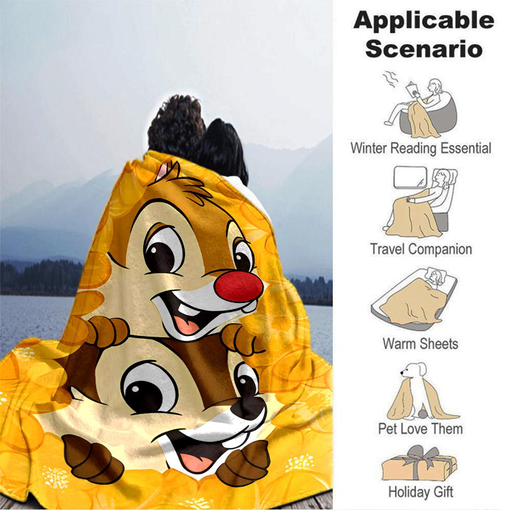 Floral Chipmunk Duo Blanket Soft Throw Blanket For Home Bedroom Bed Sofa Travel Office Solid Christmas Blanket