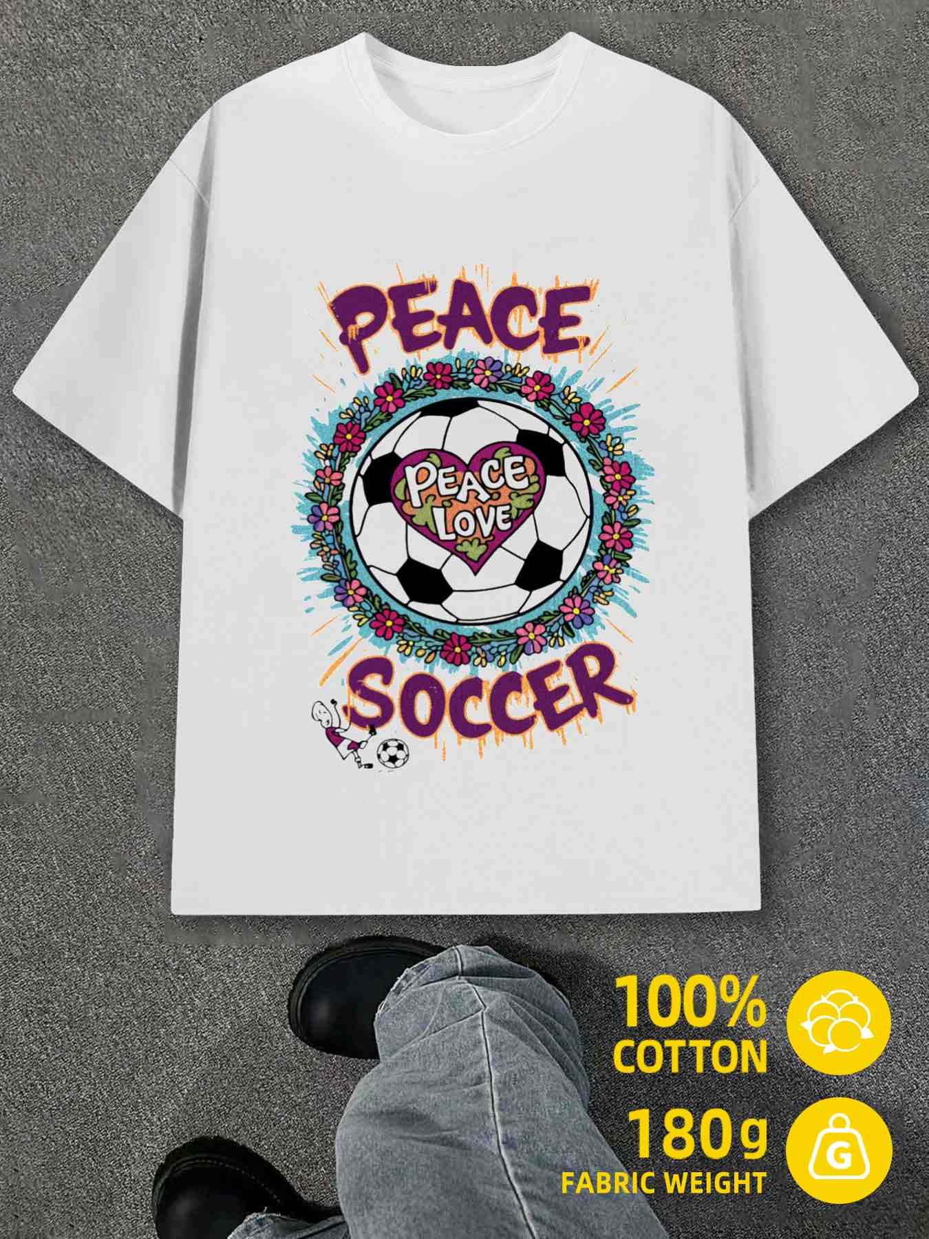 Product Y2K Peace Love Soccer T-Shirts Regular Fit L