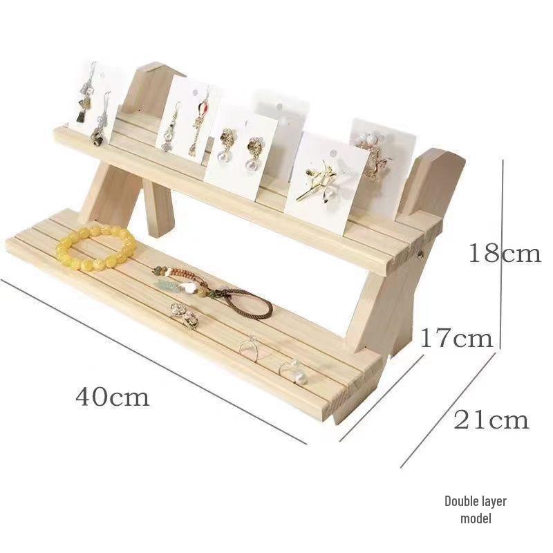 Solid Wood Desktop Display Stand for Jewelry, Earrings, and Figurines