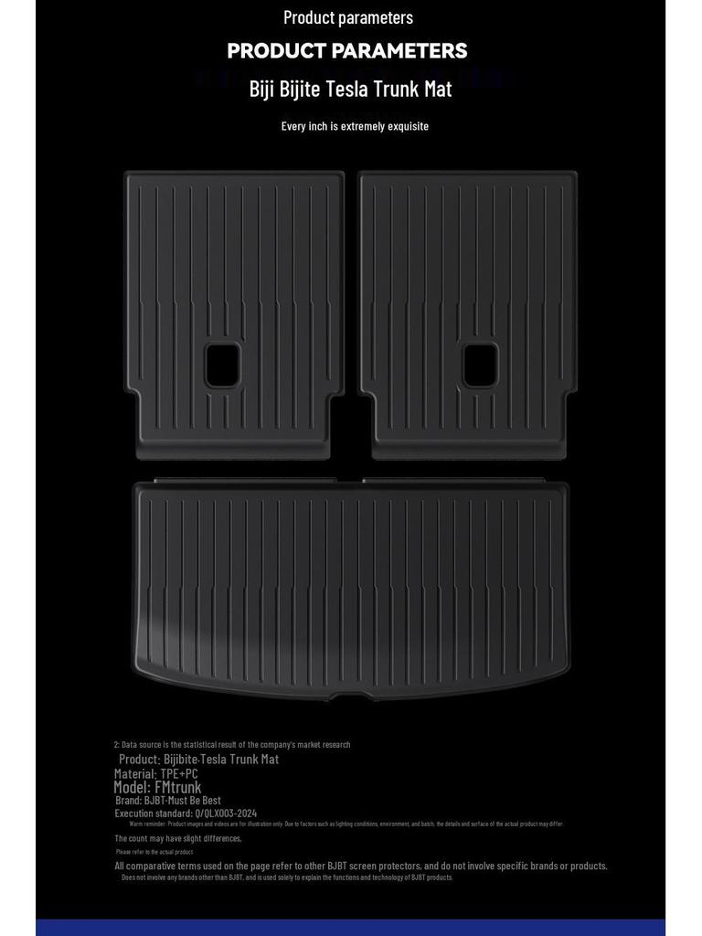 BJBT TPE Trunk Mats for Tesla Model Y: Front & Rear, Refresh Version Interior Accessories