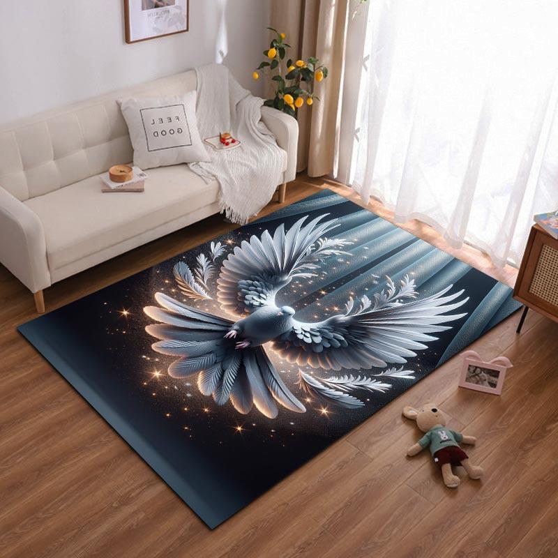 

Elegant Dove Carpet with Feathers and Glowing Stars Design Suitable for use as an anti-slip for living room bedroom sofas 40x60cm( 15x23in )
