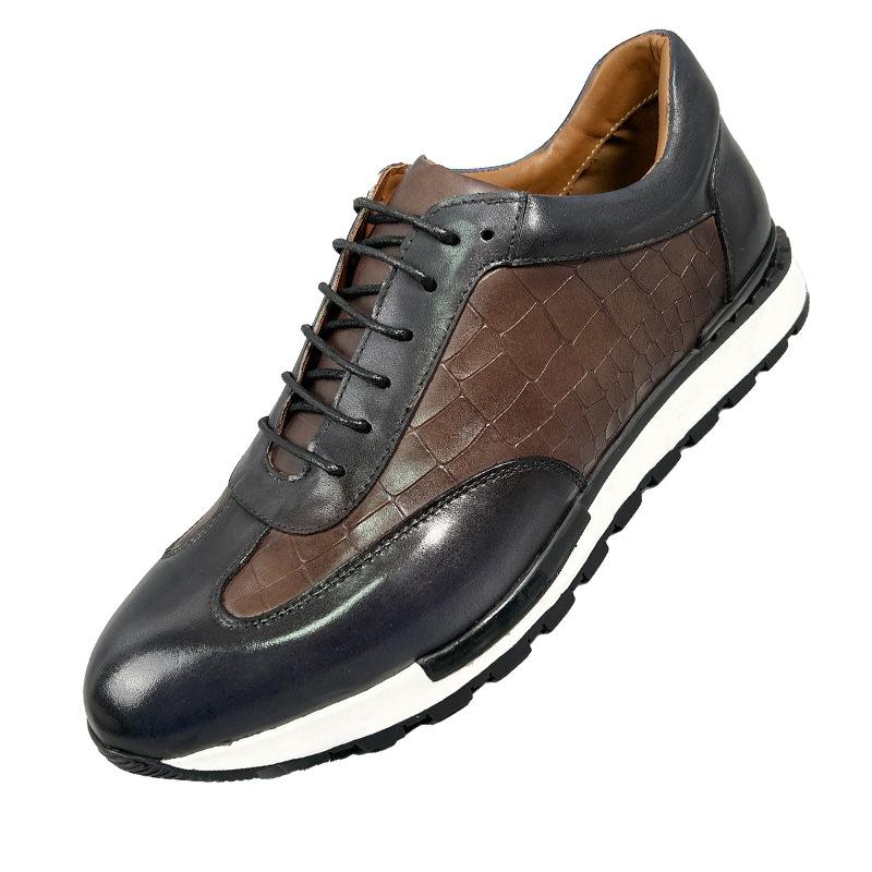 European Luxury Genuine Leather Mens Casual Oxford Shoes Plus Size 46 Autumn Winter Handmade Elegant Lace-Up Sneakers for Men