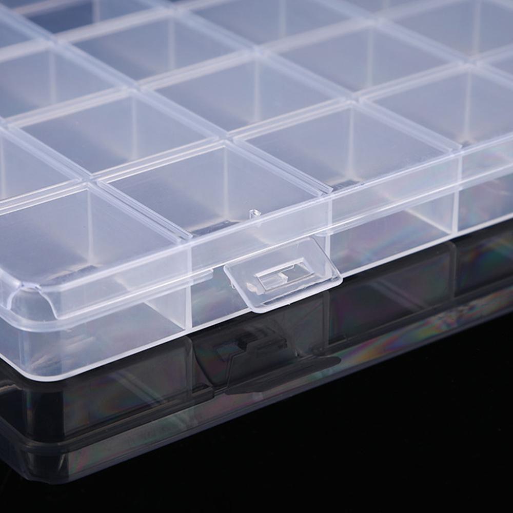 Hot Selling 24 Grids Transparent Storage Box Display Organizer Box Jewelry Ring Earring Case Plastic Storage Box Container