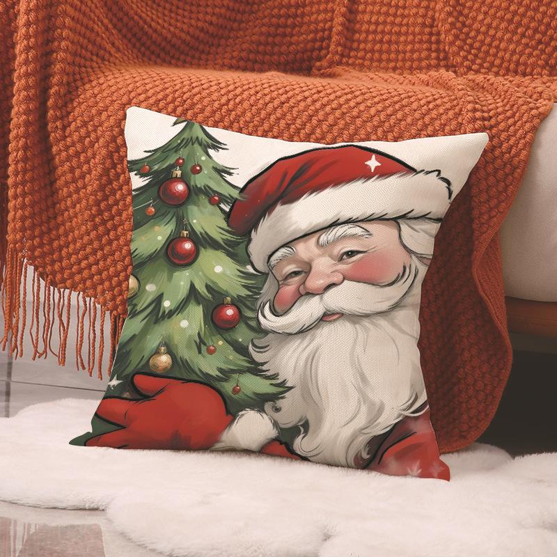 

Новая Рождественская наволочка для декоративной подушки, Декоративная наволочка на подушку с зимней тематикой, Льняная наволочка на диванную подушку с принтом 45X45cm (pillowcase only)