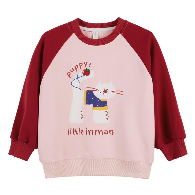 Girls' Cartoon Print Colorblock Sweatshirt