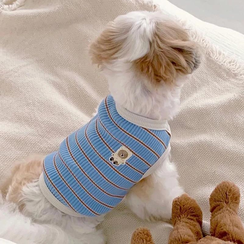 Striped Pet Vest Thin Teddy Bears Pomeranian Yorkshire Small Dog Cats Dogs Clothes Summer Puppy Clothes Dog Cooling Vest