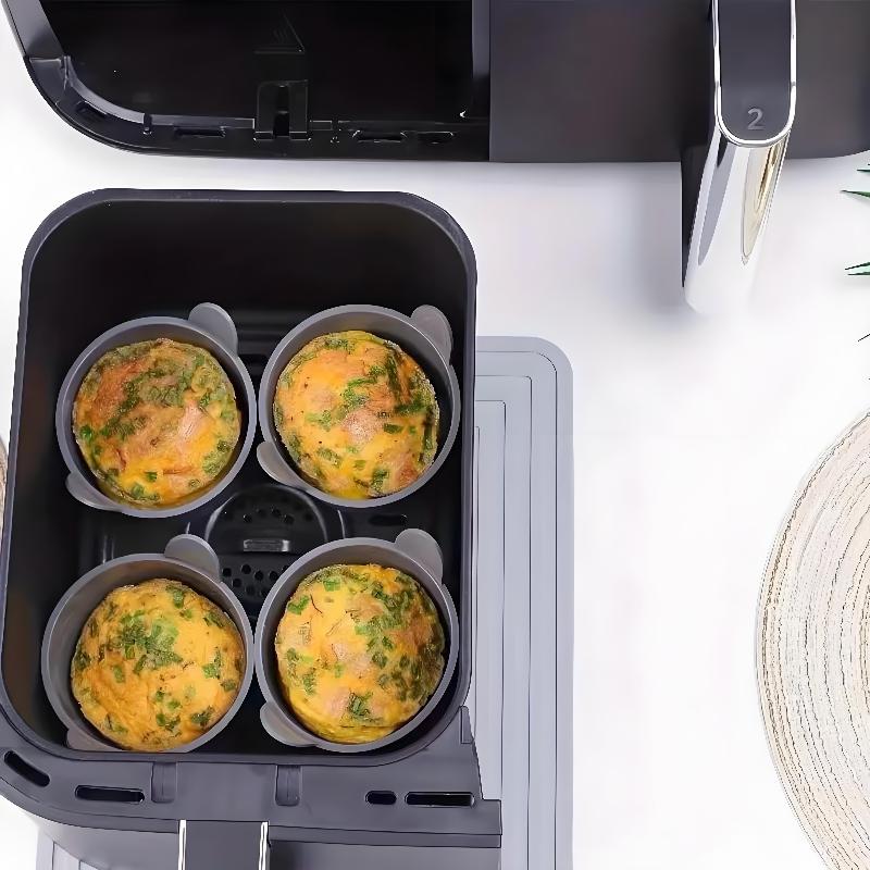4Pcs Reusable Nonstick Silicone Ramekins Easy Release Air Fryer Muffin Cups Egg Baking Molds for Camping Baking
