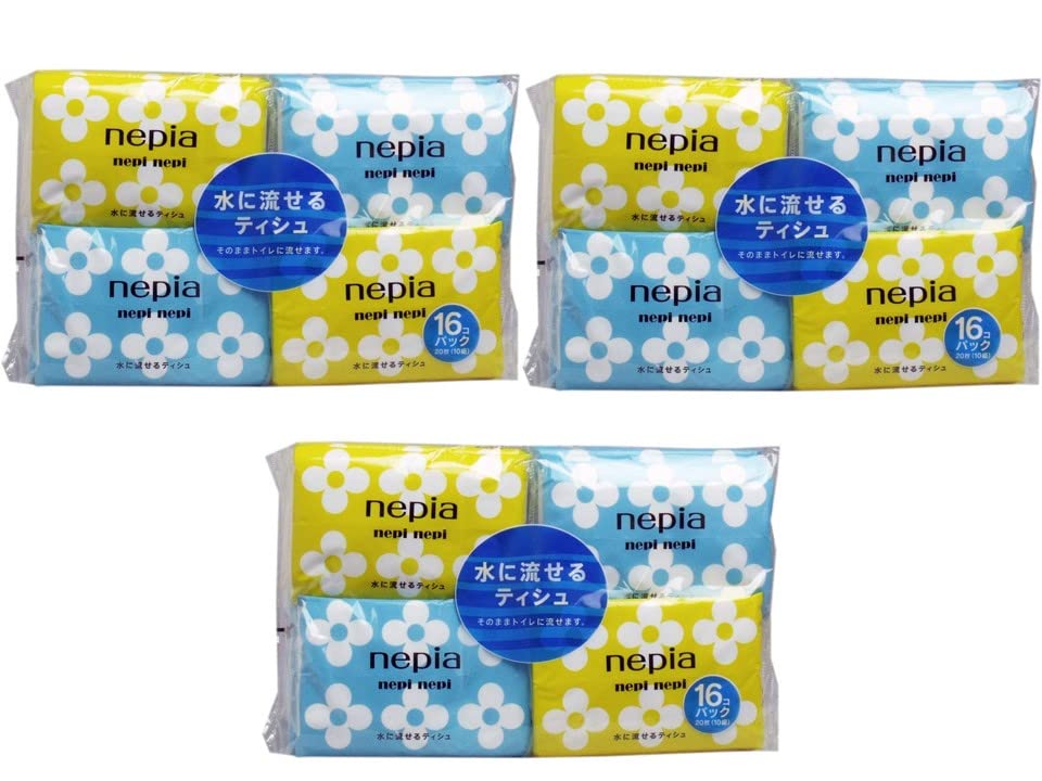 Nepia Flushable Pocket x 3 sets Tissues, 16-pack белый