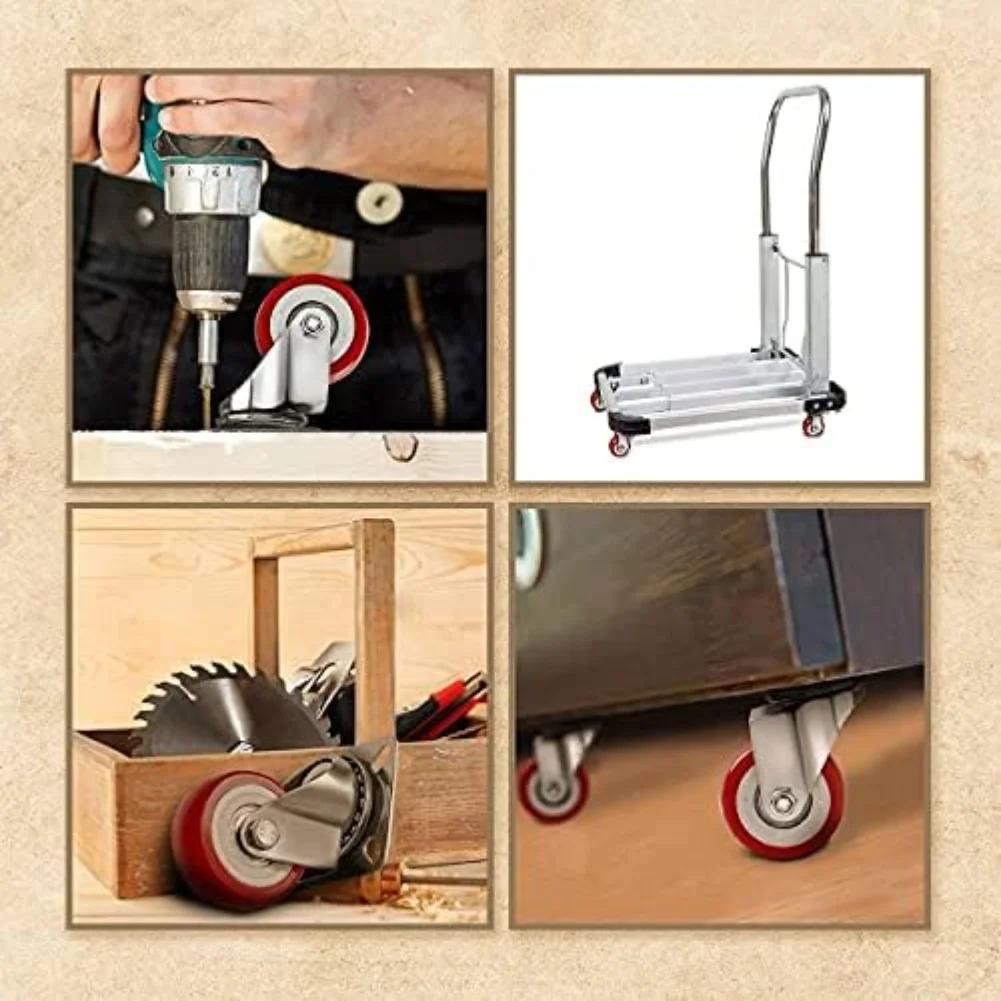 For Home Furniture Caster Wheels Swivel Plate Easy Navigation No Floor Marks 50kg Load Per Caster For Workbenches