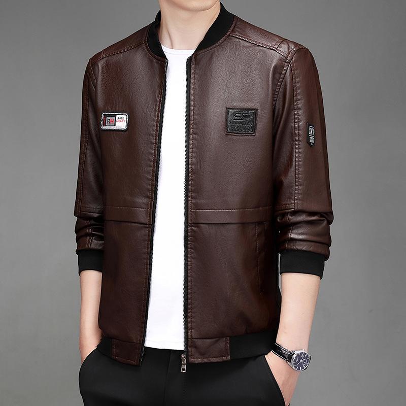 

Новая весенняя, осенняя и зимняя тонкая и модная утолщенная мотоциклетная куртка в корейском стиле, мужская кожаная куртка 5XL