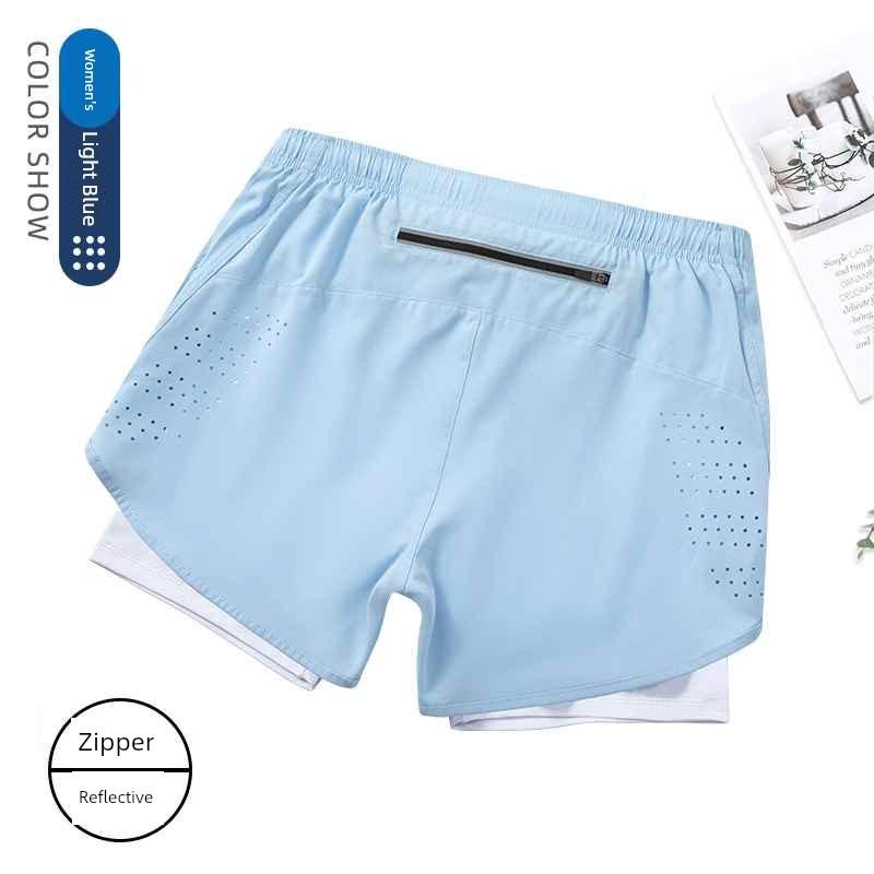 Men's Running Shorts Professional Marathon Track and Field Three-Quarter Length Quick-Dry Inner Lining Pants Sports Two-In-One Design with Phone