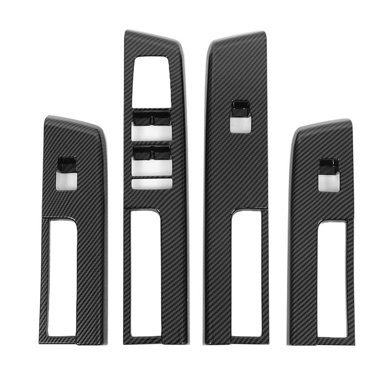 x4 ABS plastic carbon fiber Window Glass Lift Switch Button Trim Frame cover Suitable for Mitsubishi L200 2024+ LHD RHD A-1 carbon fiber LHD