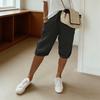 Leinen-Bermudashorts für Damen Knielang Elastischer Tunnelzugbund Shorts Sommerlich Lässig Strandoutfits mit Taschen