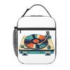 Vintage Record Player Vinyl Album Design Insulated Lunch Bag for Women Kids Leakproof Food Boxes Thermal Lunch Box Tote