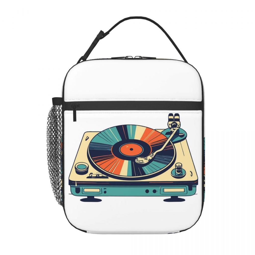 Vintage Record Player Vinyl Album Design Insulated Lunch Bag for Women Kids Leakproof Food Boxes Thermal Lunch Box Tote