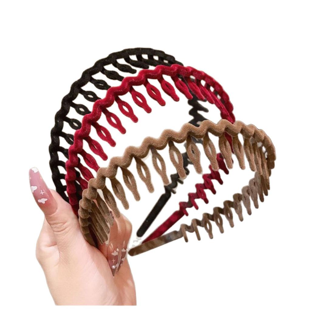 Autumn/Winter Non-Slip Flocked Headband with Teeth for Women - Frizzy Hair Organizer & Face Wash Hair Clip