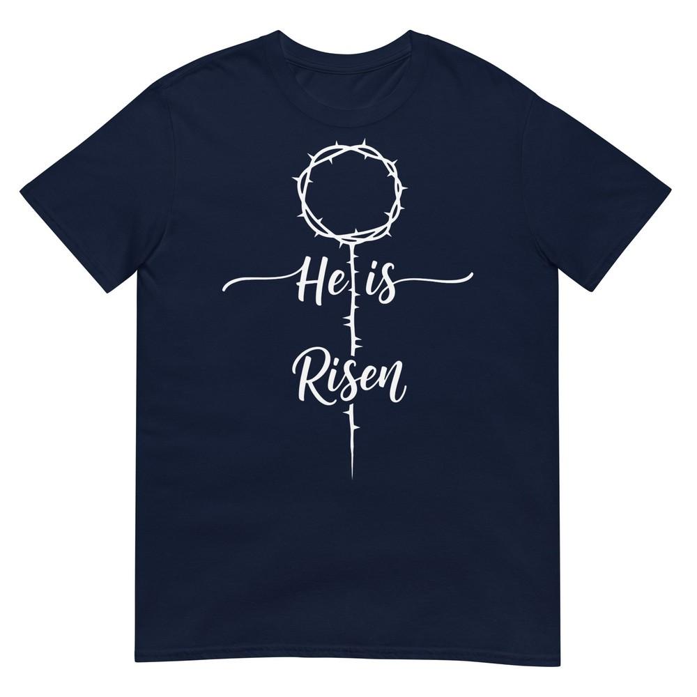 He Is Risen Christian Kids Easter Cross Faith Church TShirt S