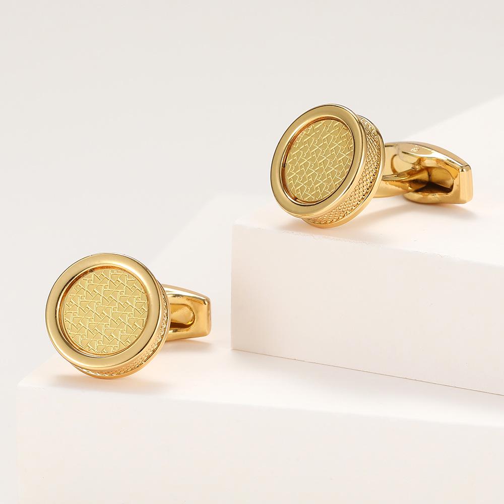 

Men s Fashion Round Gold Cufflinks - 1 Pair Manual