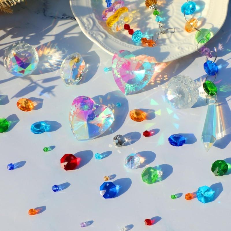 Set of 460 Creative Sun Catcher Crafting Set Rainbow Pendant Beading Supplies Jewelry Ornament Window Garden Decoration