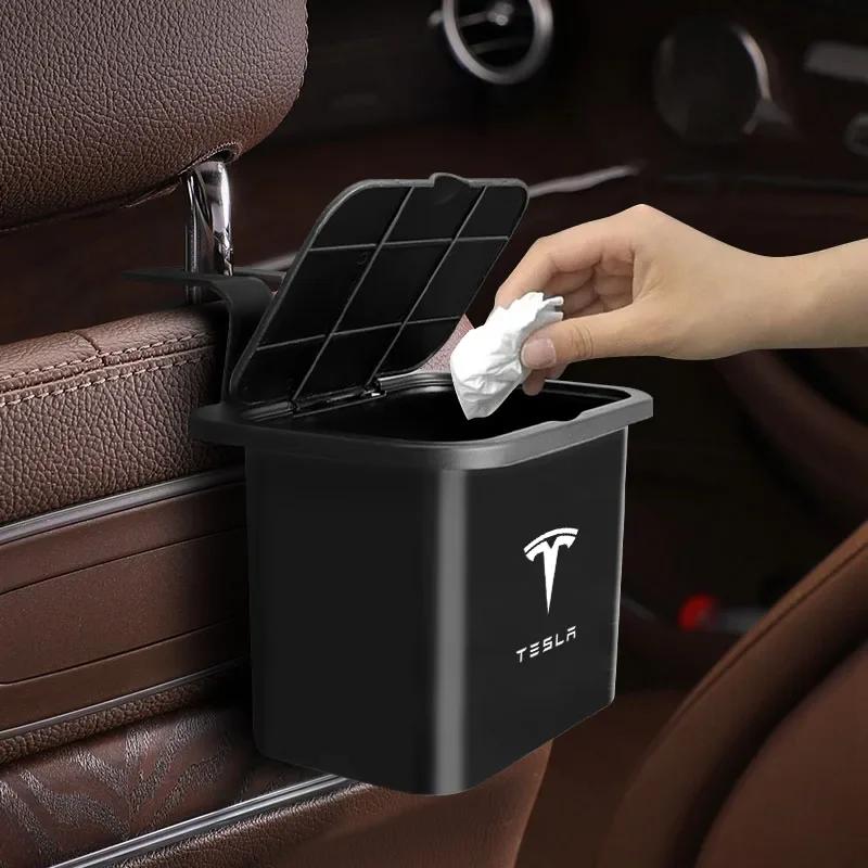 FHR1 Car Hanging Trash Bin Seat Back Storage Box Phone Holder Hook For Tesla Model 3 Model X S 2016-2020 Decals TM3 TMX TMS Decal