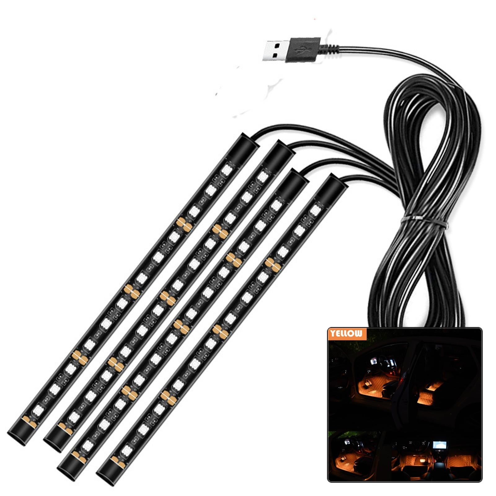 Romantic Interior Lighting Car LED Foot Light USB Car Light Yellow