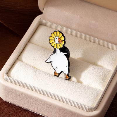 Creative Duckling Animal Shape Fun Badge Duckling Flower Series Fun Metal Brooch