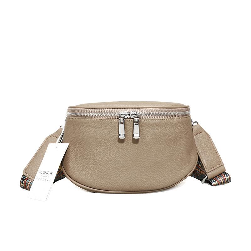 Leather Bag Women'S Bag Simple And Fashionable Large-Capacity Soft Leather Shoulder Messenger Bag Ethnic Style Saddle Bag