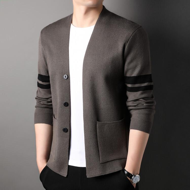 High-End Knitted Sweater Middle-Aged And Young Men'S Cardigan Thin Spring And Autumn Coat Casual Handsome Men'S Top Tide
