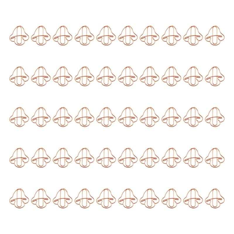 50Pcs Mushroom Metal Paper Clip 30x30mm File Organiser Clip Bookmarks Page Marker Clips for Document Notebook Craft розового золота