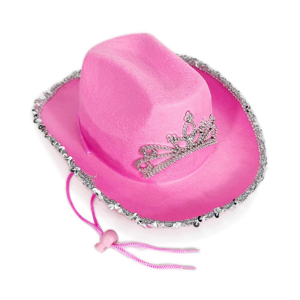 Pink Cowgirl Hat Tiara Cowboy Hat Dress Up Costume Clothes for Kids Pretend Play Party Favors Western Cowboy Hat for Boys Girls