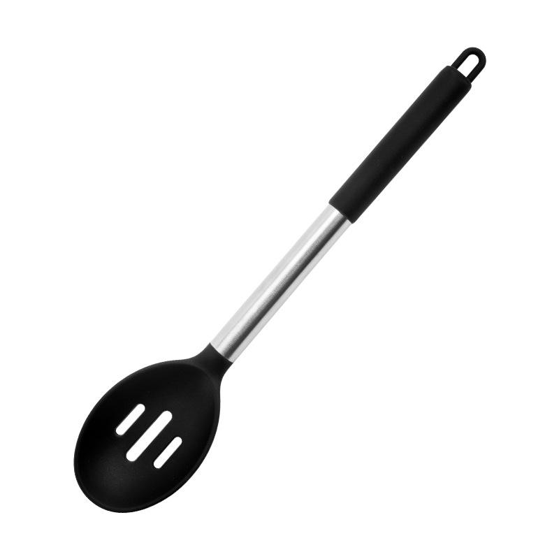1/2 Pcs Silicone Cooking Spoons Kit with Stainless Steel Handle Salad Mixing Spoon Set Nonstick Cooking Tools Kitchen Utensils