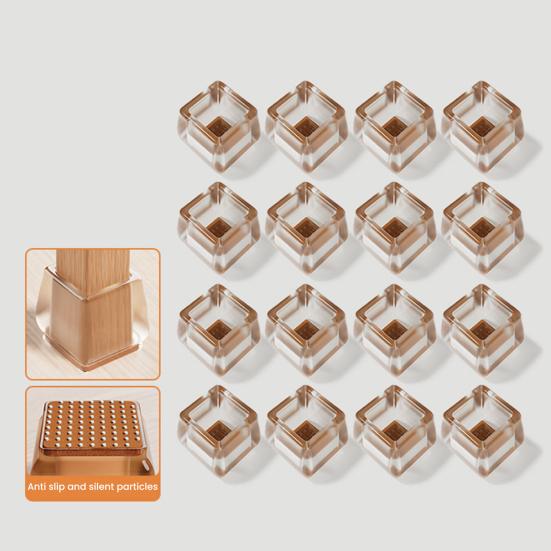 16Pcs Chair Leg Floor Protectors Stool Leg Protector Caps Anti-Slip Chair Leg Caps for Hardwood Floors Anti-Scratch Reduce Noise