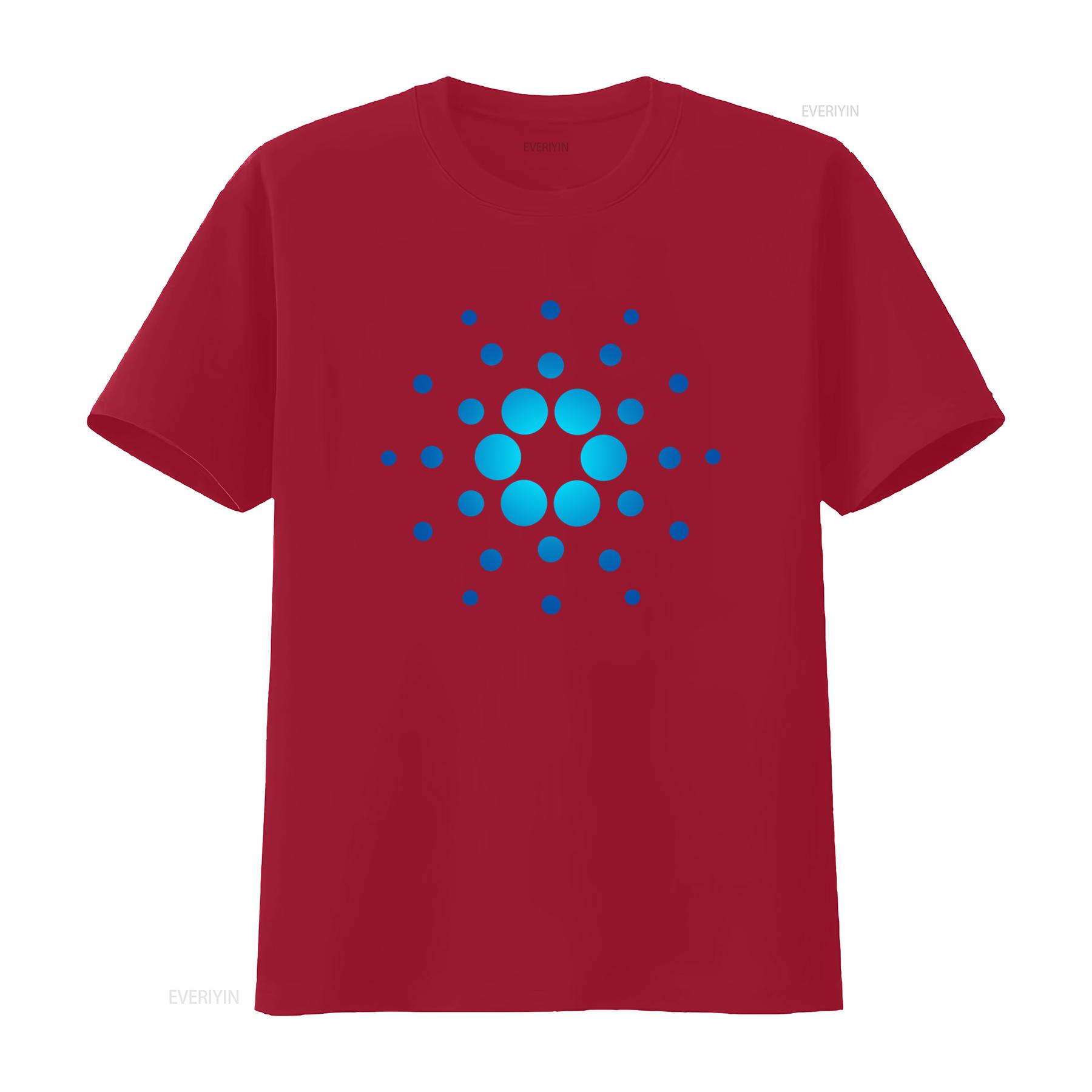 Cardano Crypto Ada Coin Blockchain Cryptocurrency T Shirt with Blue Dot Pattern Design vintage Washed Breathable Unisex S