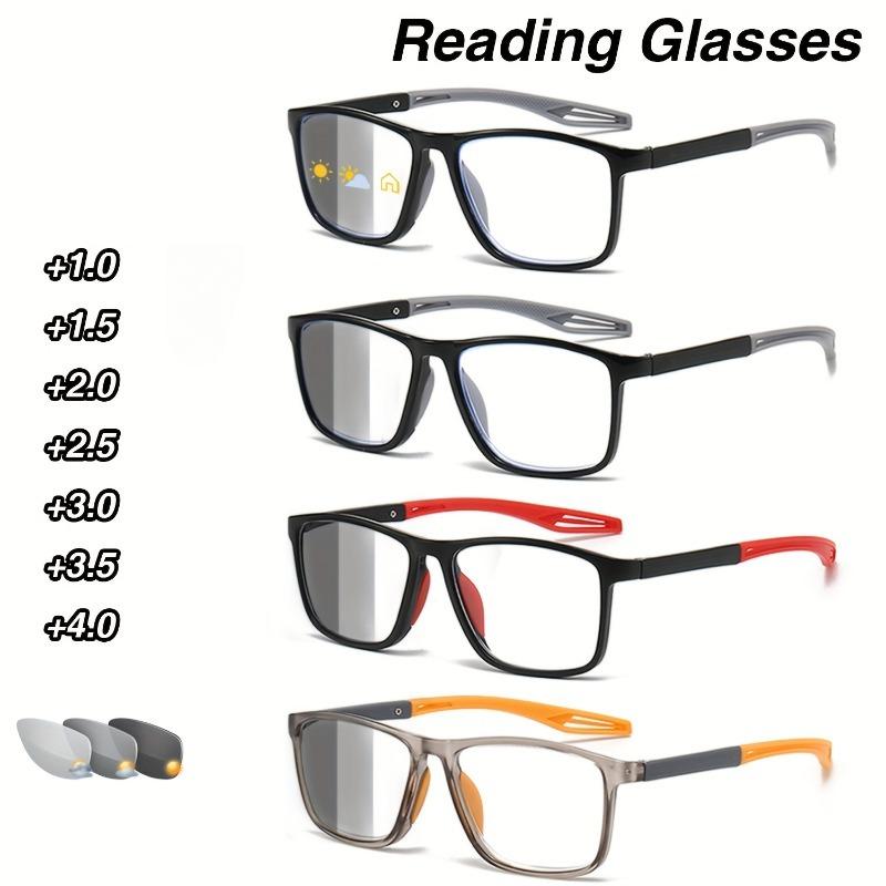 4pcs Comfortable Style Color Changing Reading Glasses Combination Pochromic  Men and Women'S Universal Style Color Changing
