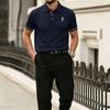 Men Mesh Ice Silk Short Sleeve Polo Shirt with Shirt Collar Button Closure and Embroidered for Summer Casual Wear