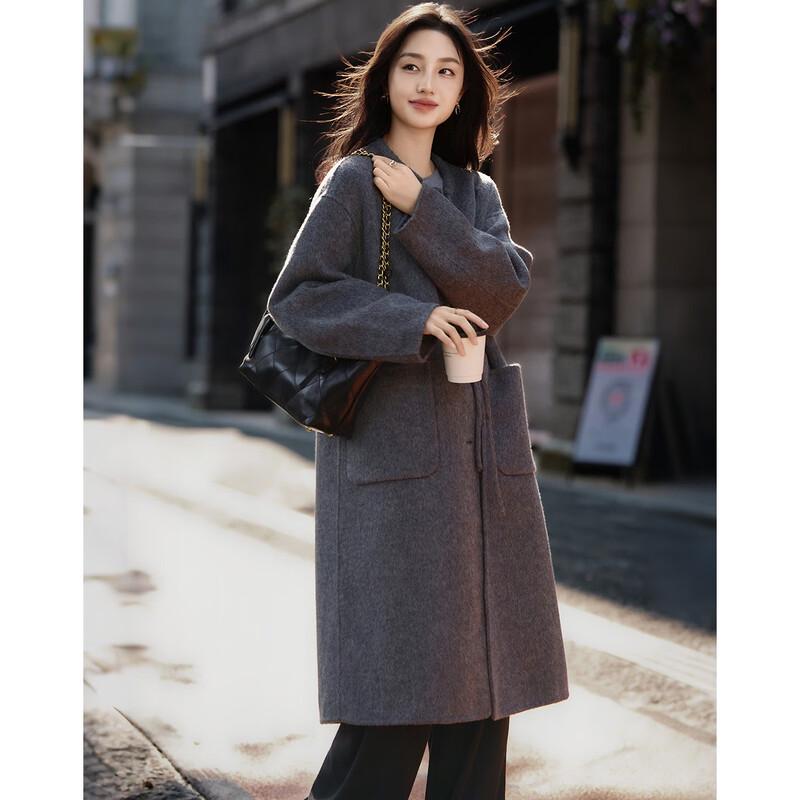 Demana Women's 100% Merino Wool Double-Faced Long Coat