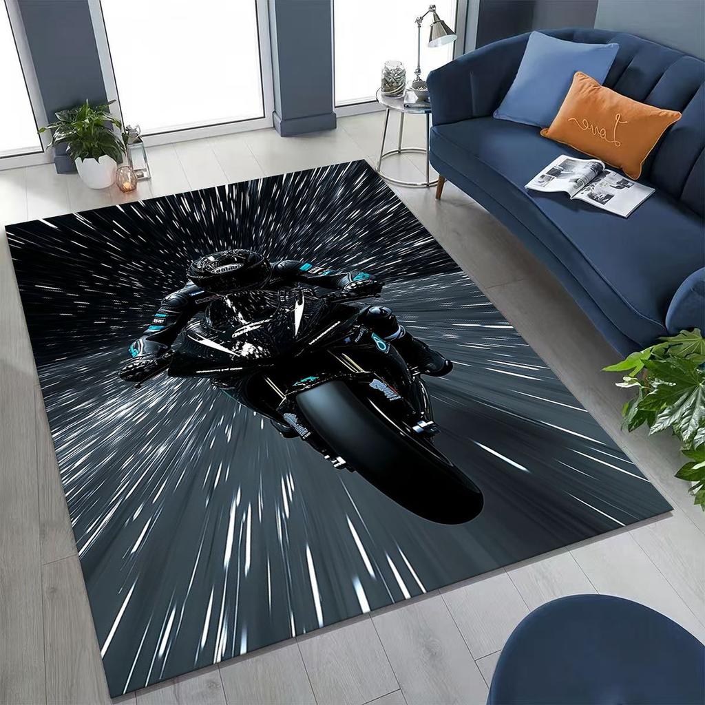 Alfombra Decorativa Personalizada para Motociclista, Motocicleta, Arte, para Dormitorio, Sala de Estar, Sofá, Felpudo de Entrada del Hogar, Alfombra de Piso Grande Antideslizante para Niños