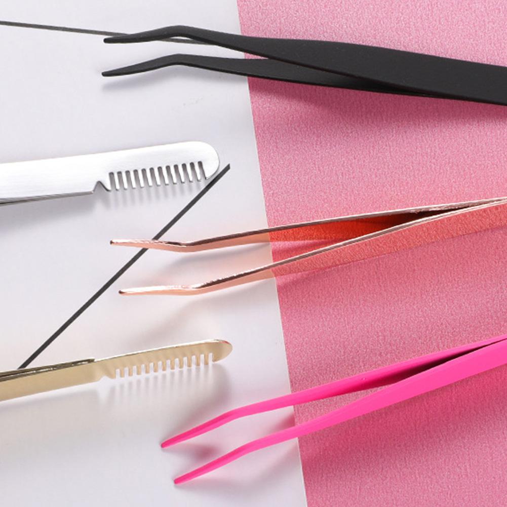 False Eyelash Tweezers False Eyelashes Applicator Steel Eyelash Extension Curler Nipper Clip Clamp Makeup Tools