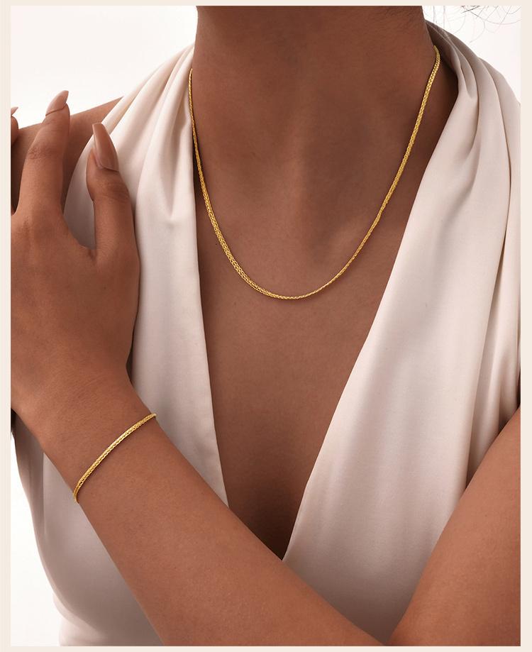 Minimalistisches Dünnes Vergoldetes Kettenhalsband für Damen, Stapelbares Wasserdichtes Schmuckstück aus Vergoldetem Edelstahl