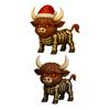 Halloween Skeleton Highland Cow Statue Spooky Red Eyes Highland Cattle Figurine Sculpture Home Office Desktop Decoration Ornament
