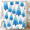 GAEChristmas Tree Shower Curtain Blue Festive Pattern with Red Stars White Shower Curtains for Bathroom Decor Size69x70 (LxW)