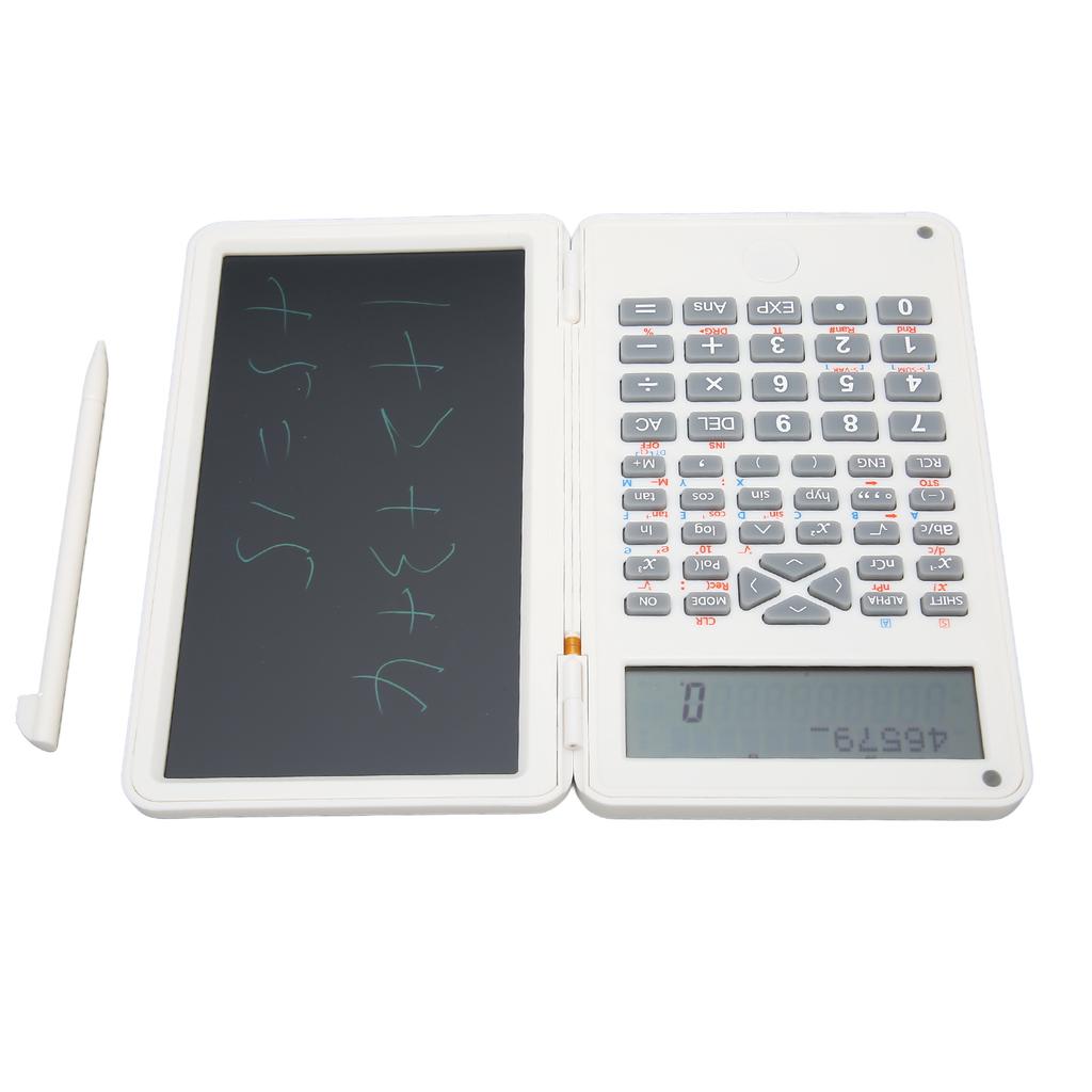 Calculator with Notepad Portable 10 Digits LCD Display Scientific Calculator for School Office Meetings and Family White