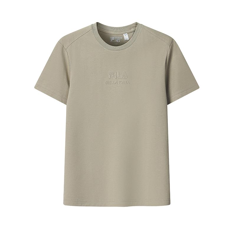 FILA White Contact Cool Feeling Simple Fashion Casual Versatile T-Shirt Men tops Smoke-Khaki F61M623103FLK S