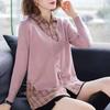Klassischer Strickpullover für Damen mit V-Ausschnitt und Bindeband, Faux-Zweiteiler, Herbst/Winter, locker, langärmlig, Damen-Basisshirt, trendy