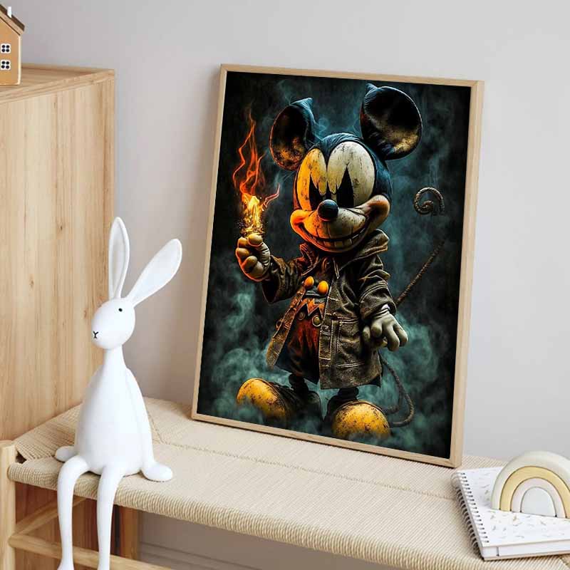 Disney Diamond Painting Steampunk Style Mickey Mouse Illustration 5D DIY Rhinestone Diamond Embroidery Crossstitch, Home and Wedding Decorations