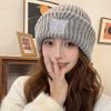 Autumn and winter hats women's new big head circumference warm knitted hat fleece cold hat thickened winter wool hat winter