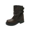 Yueyu Maillard Retro Martin Boots 2025 New Autumn Thick-soled Thick-heeled Women's British Style Stacking Boots Thin Boots